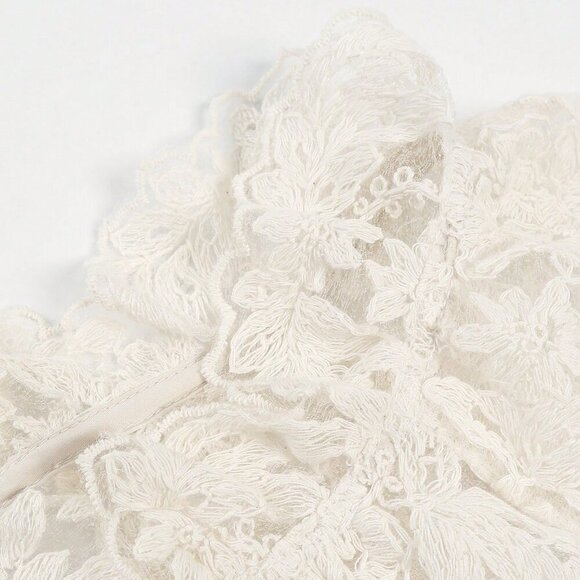 Apricot Casual Women's Elegant  Lace Sheer long sleeve Blouse - Picture 7 of 9